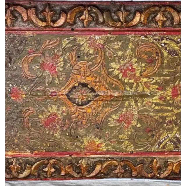 18th century Italian wall decorative panel frieze with stunning hand-carved gilded relief. The decorative candelabra gilt...