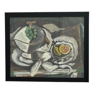 Georges Braque Style Fruit Dish + Fruit Basket Painting For Sale