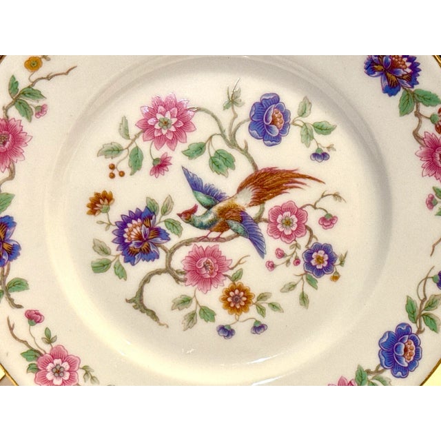 Early 20th Century Limoges France Bird of Paradise Appetizer / Dessert Plates, Guerin - Set of 6 For Sale - Image 5 of 7