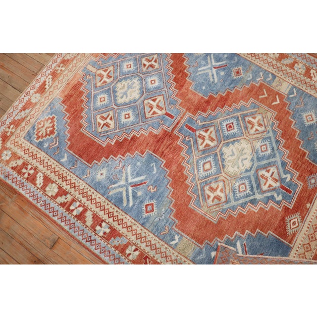 Folk Art Vintage Zabihi Collection Caucasian Kazak Square Accent Size Rug - 4'3" x 5'1" For Sale - Image 3 of 9