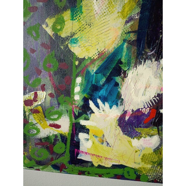 Green Mary Murdoch Original Abstract Expressionist Painting "Camping in the Jungle" – 24x30 For Sale - Image 8 of 13
