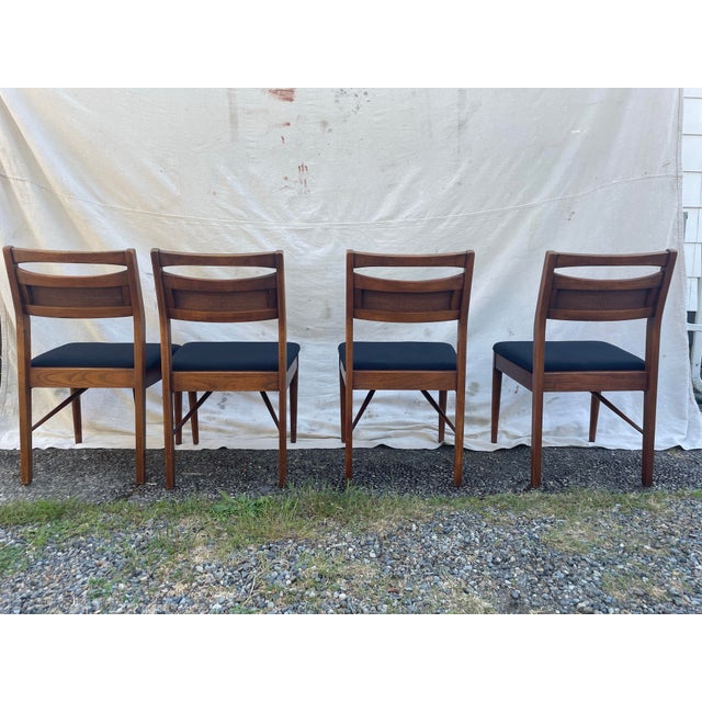 Set of 4 Attributed to Merton Gershun for American of Martinsville "Accord" Walnut & Cane Dining Chairs For Sale In Seattle - Image 6 of 11