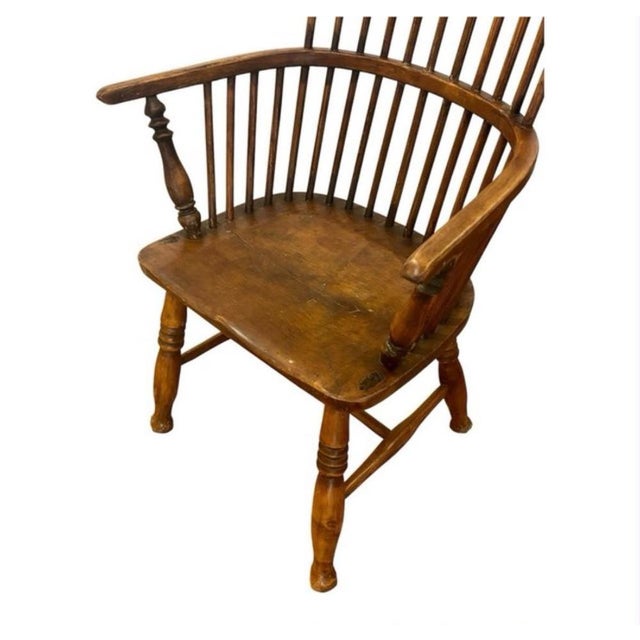 Brown Antique English Windsor Chair, 1820 For Sale - Image 8 of 9