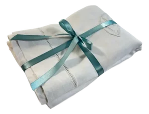 Vintage French Cotton Pillowcase  MG Monogram, Fine Hemstitch Detail, Button Back, circa 1910