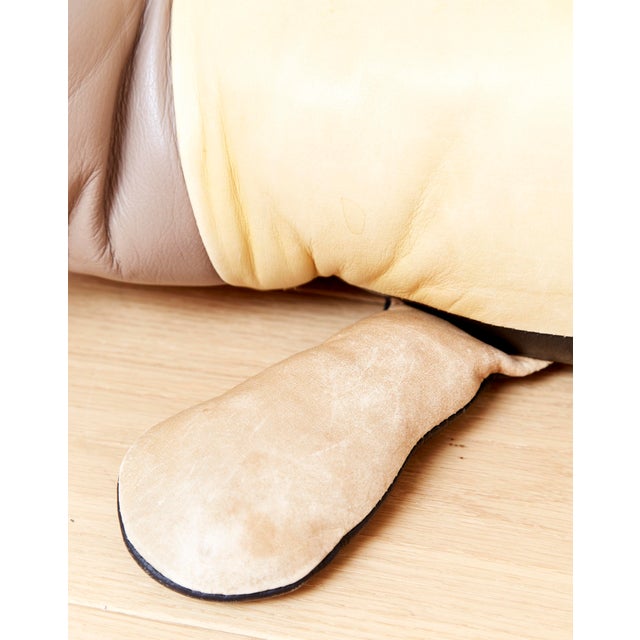 Mid-Century Modern Leather Pouf, Switzerland, 1960s For Sale - Image 9 of 12