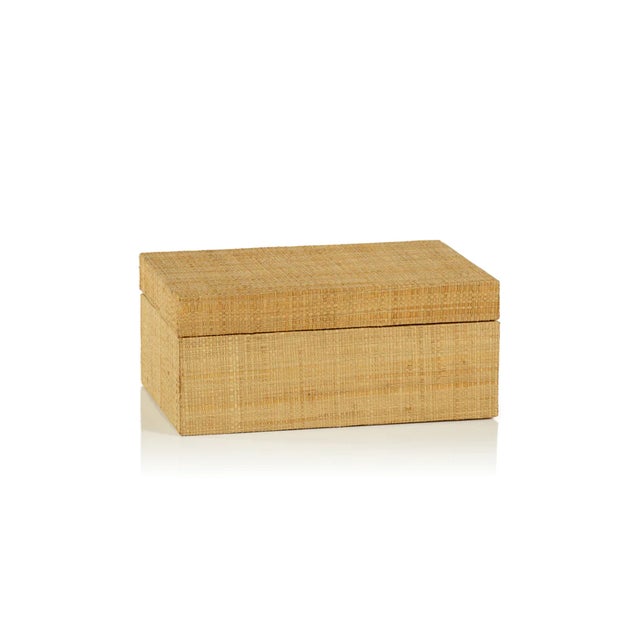 Kenneth Ludwig Chicago Small Natural Grasscloth Box For Sale - Image 4 of 4
