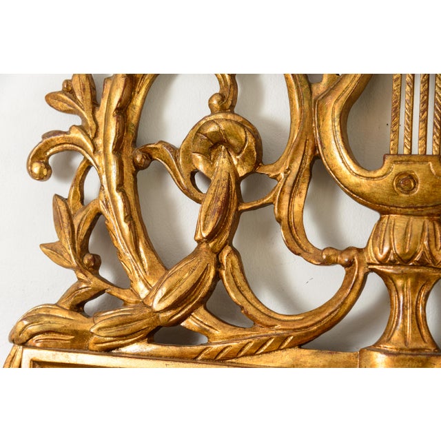 1940s Italian Carved Wood Wall Mantel Gilt Mirror For Sale - Image 5 of 10