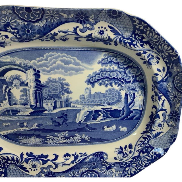 Vintage Authentic Spode Blue Italian Large Serving Platter Scalloped&nbsp; Made in England c.2000-2009. Approx. 1 5/8"...