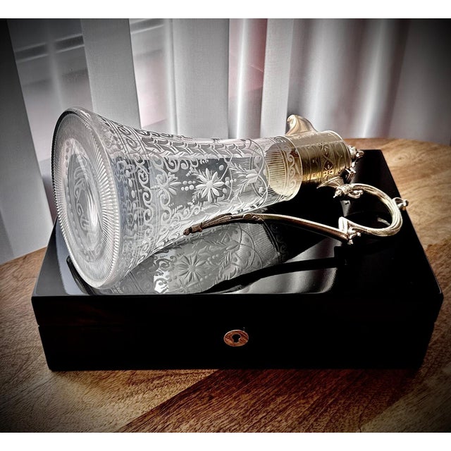 Victorian Silver-Plated and Etched Glass Claret Jug, 1800s For Sale - Image 3 of 18