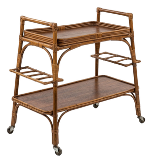 Bamboo and Wood Serving Cart, 1960s
