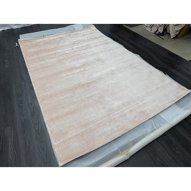Rh Reeve Stripe Handwoven Rug — 6' × 9' Petal | 100% Tencel™ | Subtle Sheen & Texture For Sale - Image 14 of 18