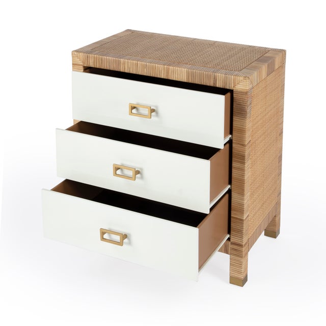 2020s Corfu 25 in. W Rectangular Rattan 3 Drawer Nightstand, Natural Raffia For Sale - Image 5 of 11