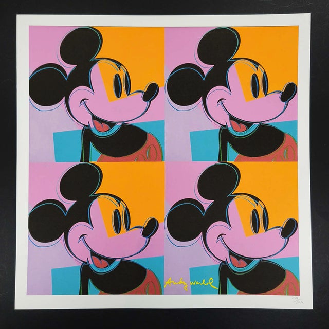 Andy warhol "mickey mouse" limited edition lithograph by cmoa. after. limited edition lithograph n 259 /500 - numbers...