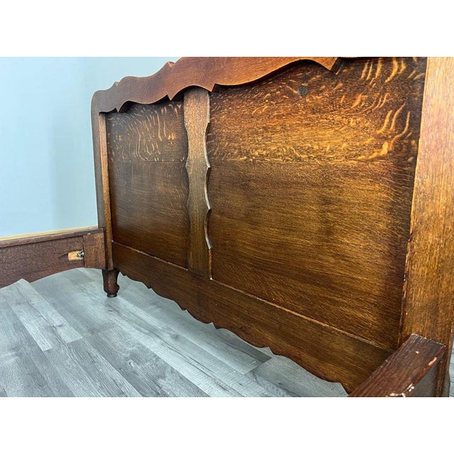 Vintage French Louis XVI Style Oak Single Bed Frame with Carved Headboard For Sale - Image 13 of 14