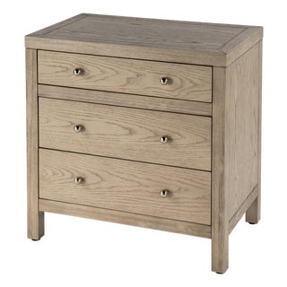 Nora 25 in. W Rectangular Wood 3 Drawer Nightstand, Light Oak For Sale
