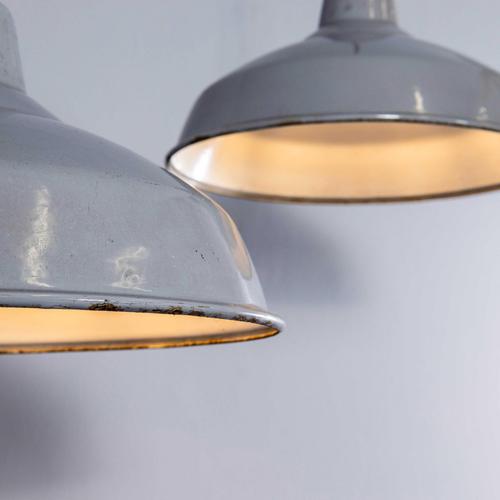 : 1950’s industrial benjamin enamelled grey pendant lamps (model 1) – 14 inch. Benjamin was arguably the market leader in...