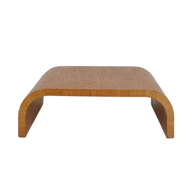 Contemporary Mid 20th Century Large Oak Waterfall Coffee Table For Sale - Image 3 of 7