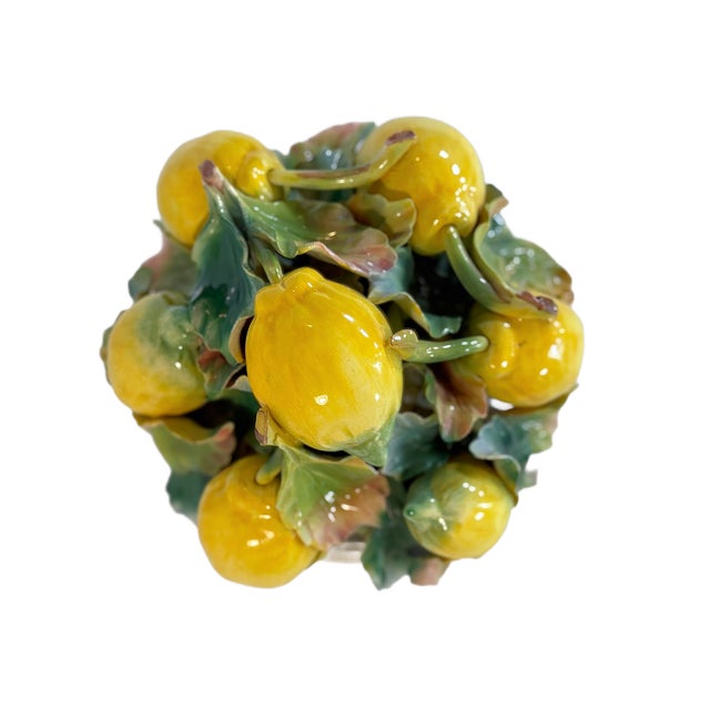 Vintage Italian Majolica Lemon Pedestal Topiary For Sale In Houston - Image 6 of 9