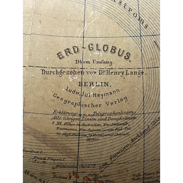 Wood Antique German Table Globe by Ludwig Julius Heymann, 1890 For Sale - Image 7 of 10