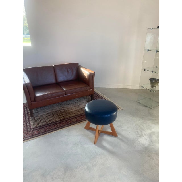 Leather Heywood-Wakefield Swivel Ottoman, Midcentury Modern, 1950s For Sale - Image 9 of 18