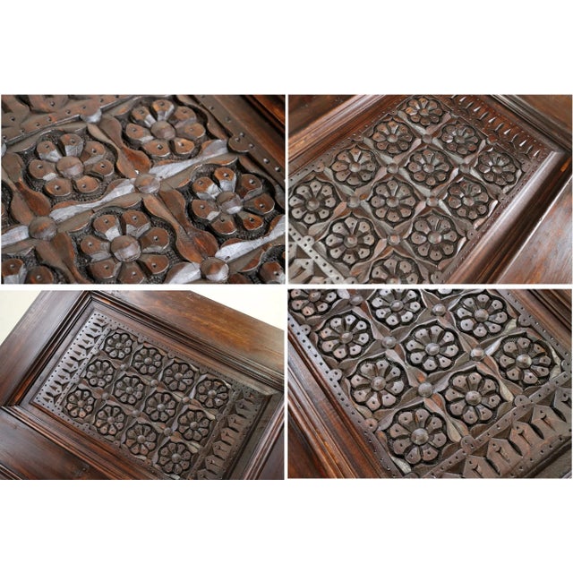 Handmade and Handcarved Sliding Door Panel, Nuristan, Afghanistan, 1920s For Sale - Image 10 of 11