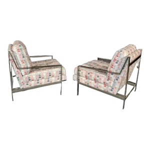 Mid 20th Century Milo Baughman for Thayer Coggin Chrome Chairs - Set of 2