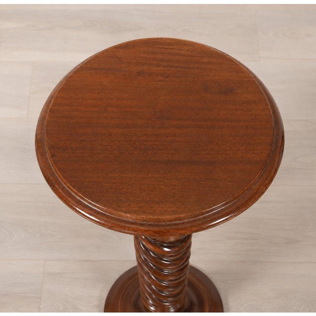 Mahogany Wood Barley Twist Pedestal For Sale - Image 4 of 4