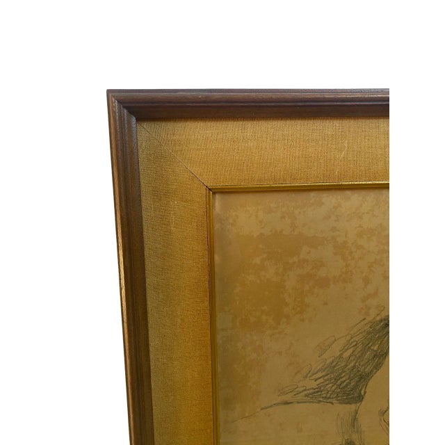 1940s Vintage Framed Pencil Sketching of Male Nude, Circa 1940 Signed Romin For Sale - Image 5 of 9