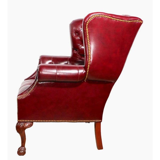 Hancock & Moore Chesterfield Wingback Leather Chair & Matching Ottoman by Hancock and Moore For Sale - Image 4 of 12