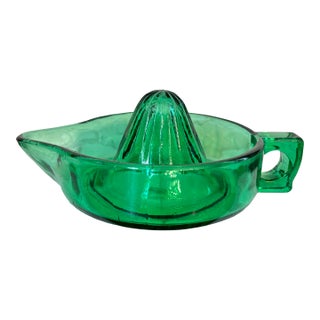 Midcentury Dark Green Glass Juicer For Sale