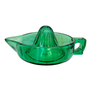 Midcentury Dark Green Glass Juicer