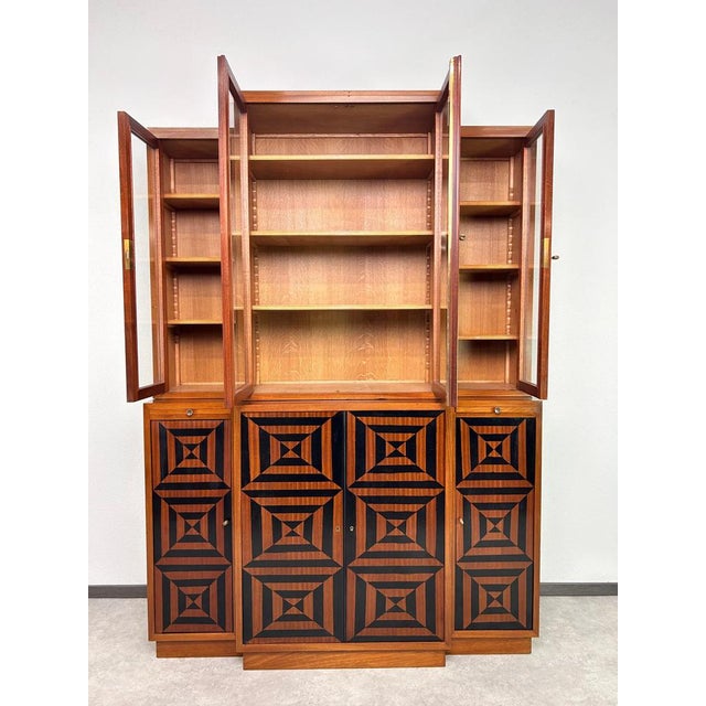 Cubist Bookcase with Marquetry, 1930 For Sale - Image 4 of 16