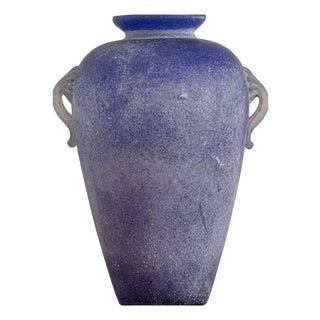 Vintage Murano Amphora Vase in Cobalt Blue, 1980s For Sale