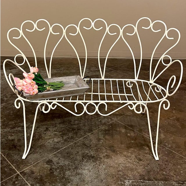Mid-Century French Wrought Iron 6-Piece Garden Salon Set For Sale - Image 11 of 18