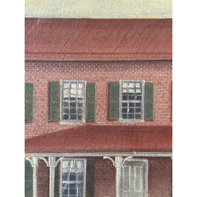 Antique Folk Art Virginian Brick Home Portrait on Canvas, Circa Late 19th Century For Sale In New York - Image 6 of 12