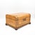 Bird’s-eye maple veneer box having a domed hinged lid centered by a rectangular panel of tumbling-block parquetry with...