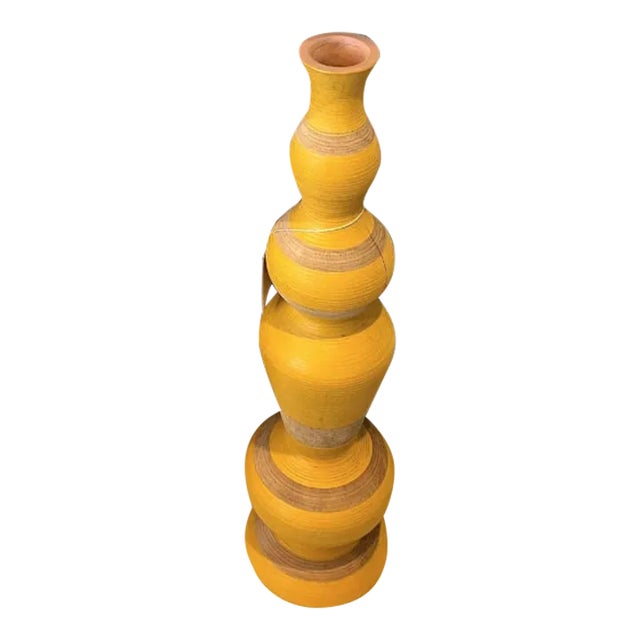 Currey and Company Ringling Medium Yellow Vase For Sale