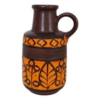 Vintage Orange Ceramic Vase, 1970s For Sale
