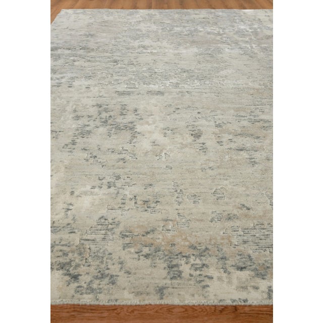 Transitional Exquisite Rugs Cosmo Hand-Knotted New Zealand Wool & Bamboo Silk White Rug-10'X14' For Sale - Image 3 of 8