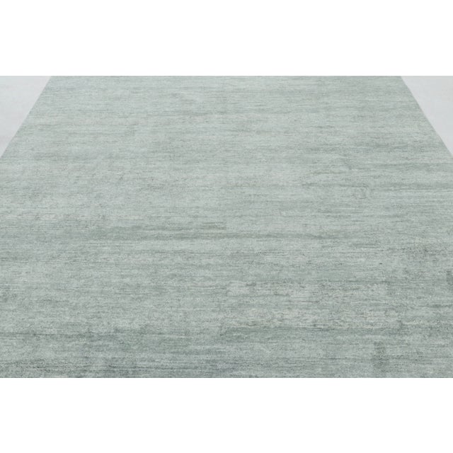 Modern Rug & Kilim’s Solid Textural Rug, Monochromatic Silver-Gray and Ice Blue Striae For Sale - Image 3 of 7