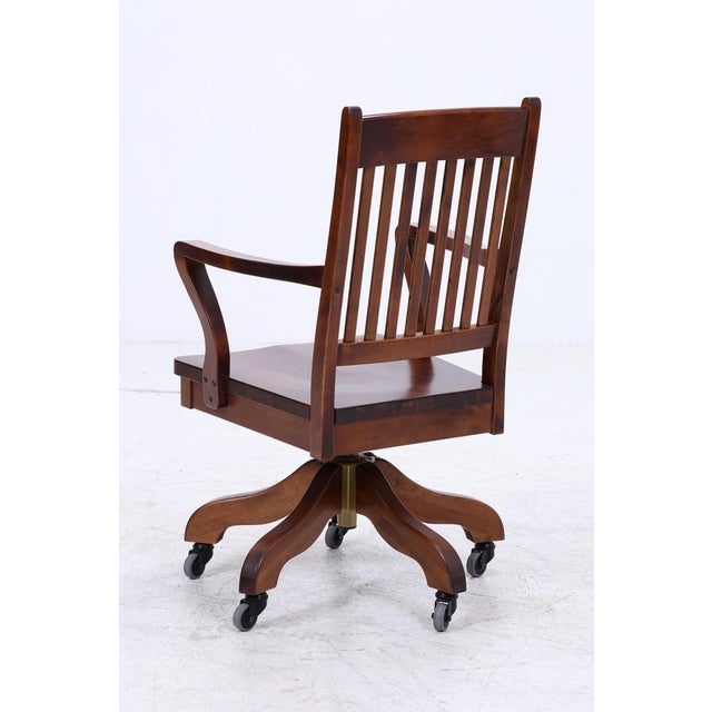 Vintage Wooden Swivel Office Chair For Sale - Image 12 of 15
