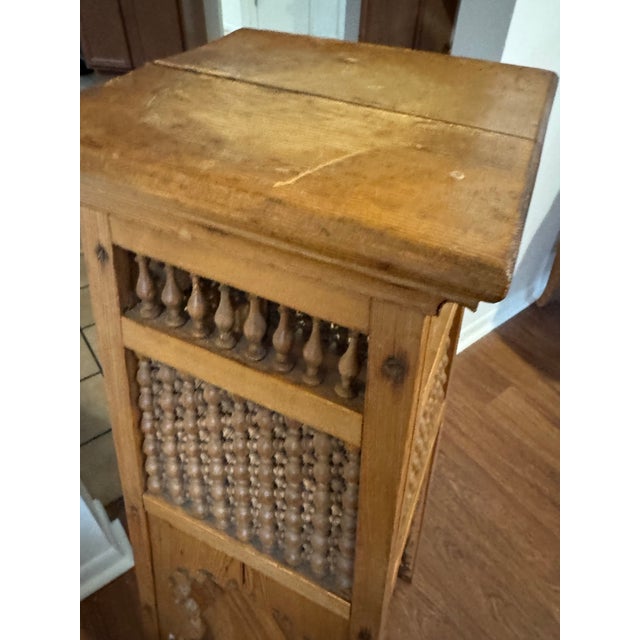 Antique Moorish Pedestal Plant Stand Carved Wood Moucharabieh Lattice Table 40" For Sale In New York - Image 6 of 8