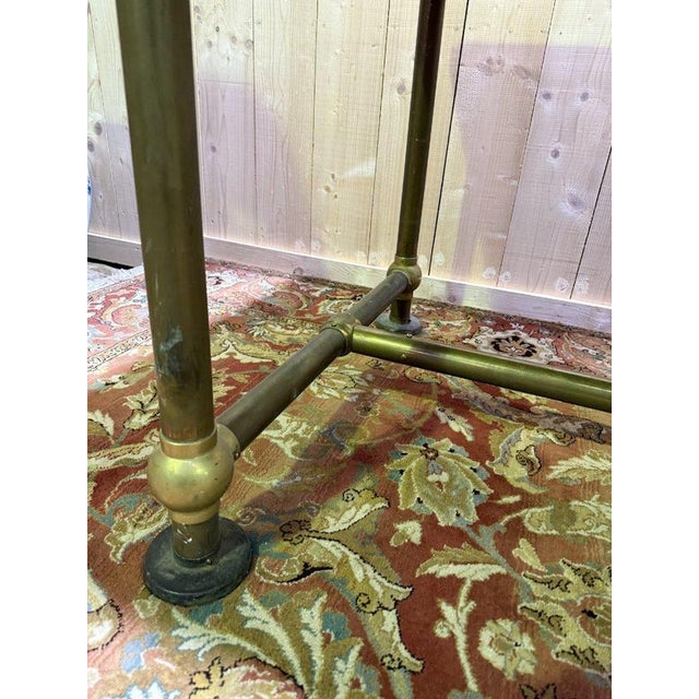 Wood Workbench in Oak and Brass For Sale - Image 7 of 9