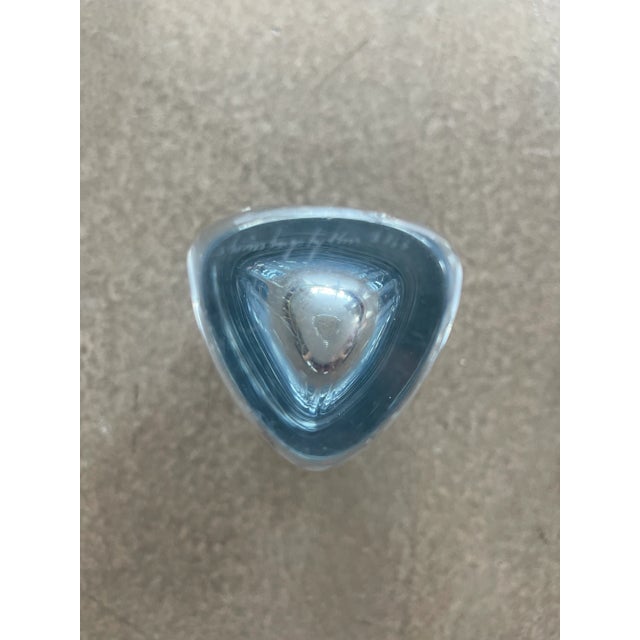 Transparent Vintage Scandinavian Danish Art Glass Vase Strömberg StrömbergStrömbergshyttan Triangle For Sale - Image 8 of 11