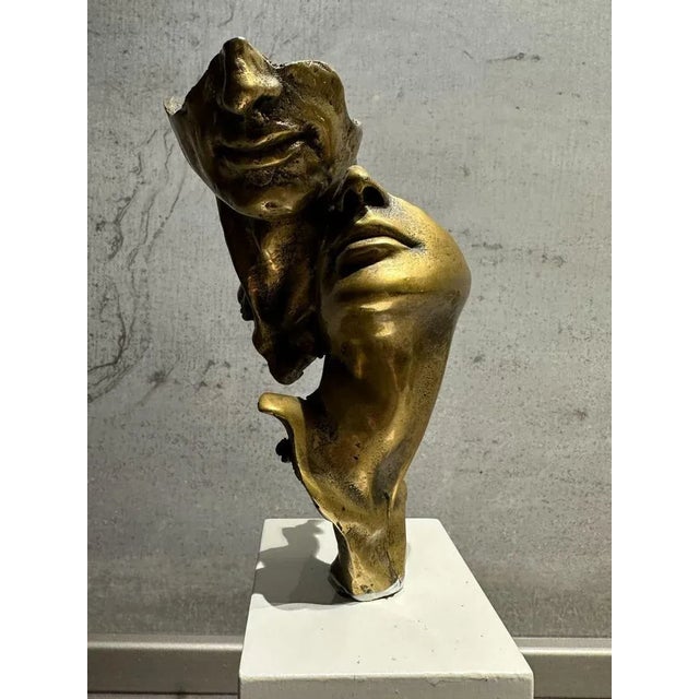 Gold Italian Sculpture Bronze Lovers For Sale - Image 8 of 10