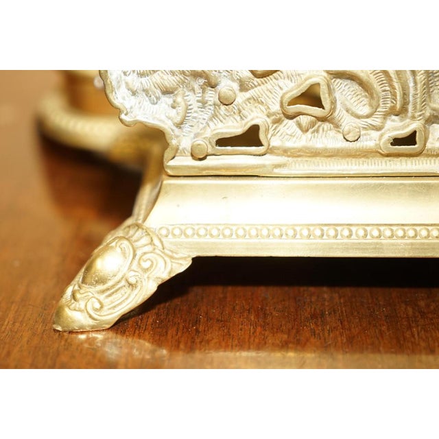 French Baroque Repousse Gilt Brass Inkwell Letter Stand with Cherubs, 1900s For Sale - Image 16 of 18