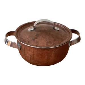 Vintage Limited Edition Handmade Solid Copper Pot With Stainless Steel Handles, Norway