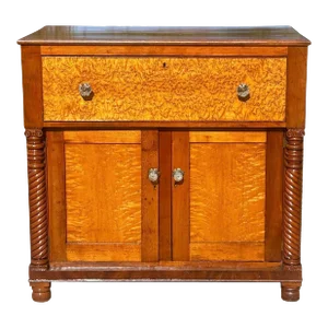 Antique Federal Bird's Eye Maple & Cherry Jelly Cabinet With Butler's Desk