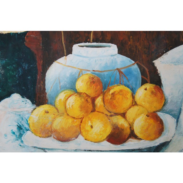 Late 20th Century Late 20th Century Still Life With a Chest of Drawers After Paul Cezanne Oil Painting Framed For Sale - Image 5 of 11