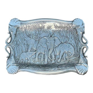 Arthur Court 1987 Vintage Elephant Handled Tray For Sale